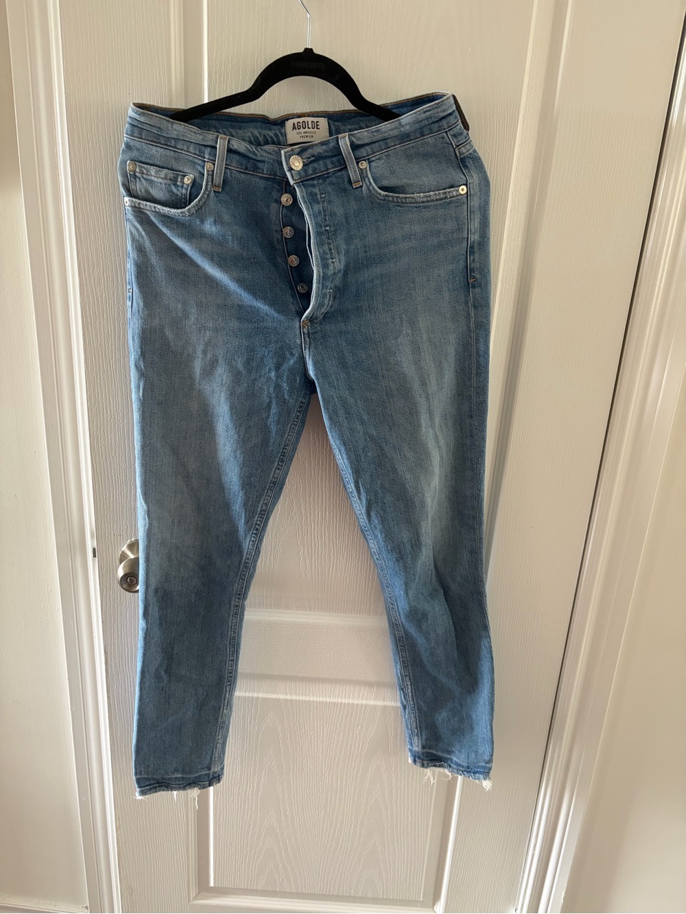 AGOLDE Light Wash Straight Leg Jeans Raw Hem Size 29